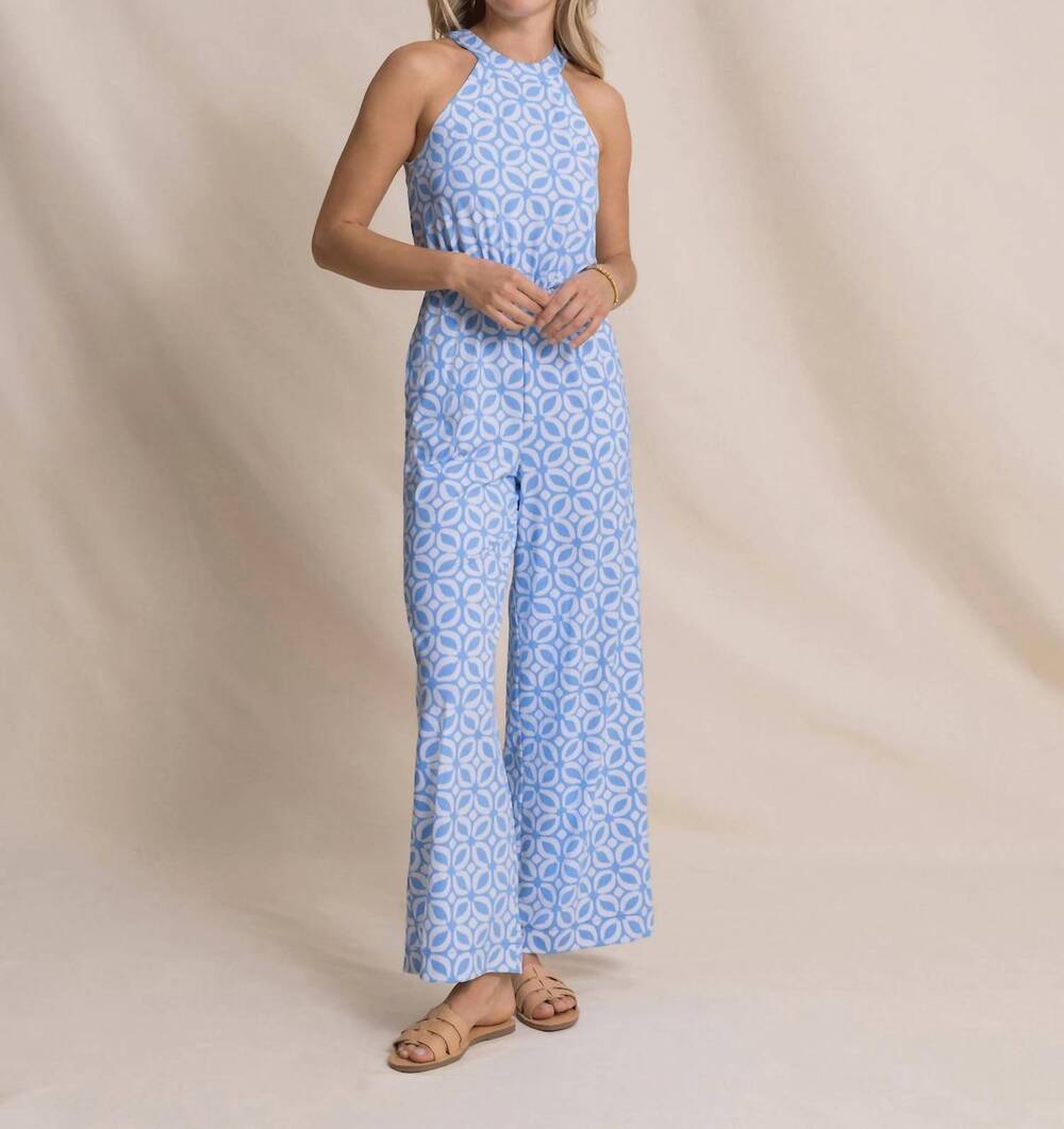 NEW SOUTHERN TIDE karrigan printed perf jumpsuit in ocean channel